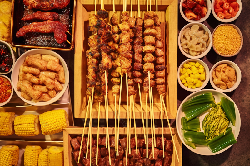 撸肉串烧烤店烤串火辣美食肉类特写,高清,摄影图,摄影图片,图片大全,摄影图免费下载